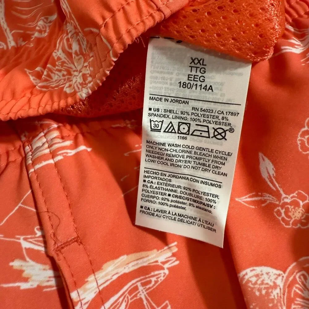 Old Navy Men’s Orange‎ Printed  6” Tropical Beach Swim Trunks Size XXL